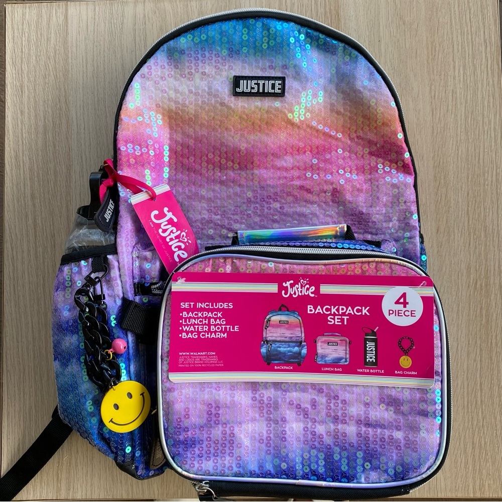 New Justice Four Piece Backpack Set